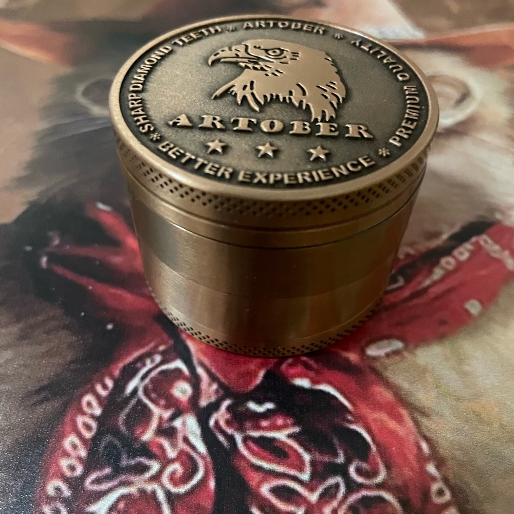 Artober Embossed Eagle Herb Spice Grinder Copper Finish 2.5” 4pc NEW